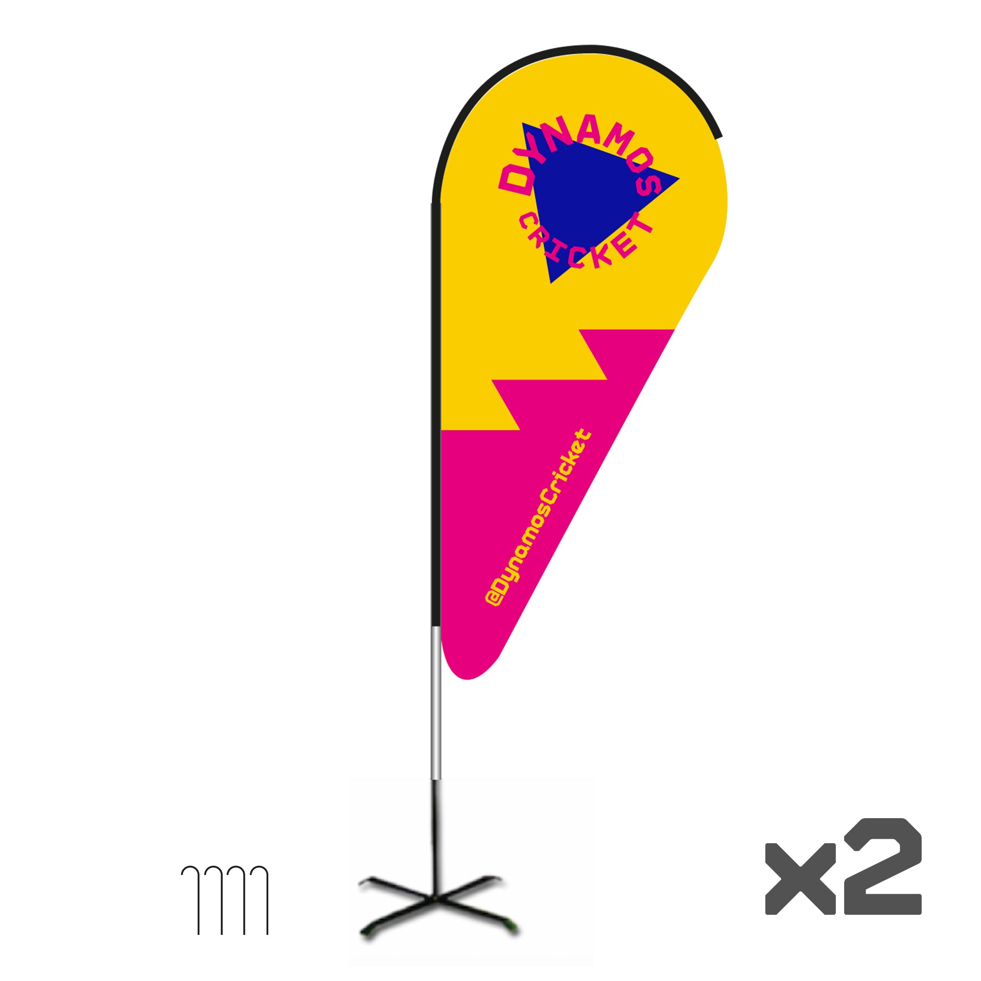 Dynamos Cricket Tear Drop Banner - Pack of 2