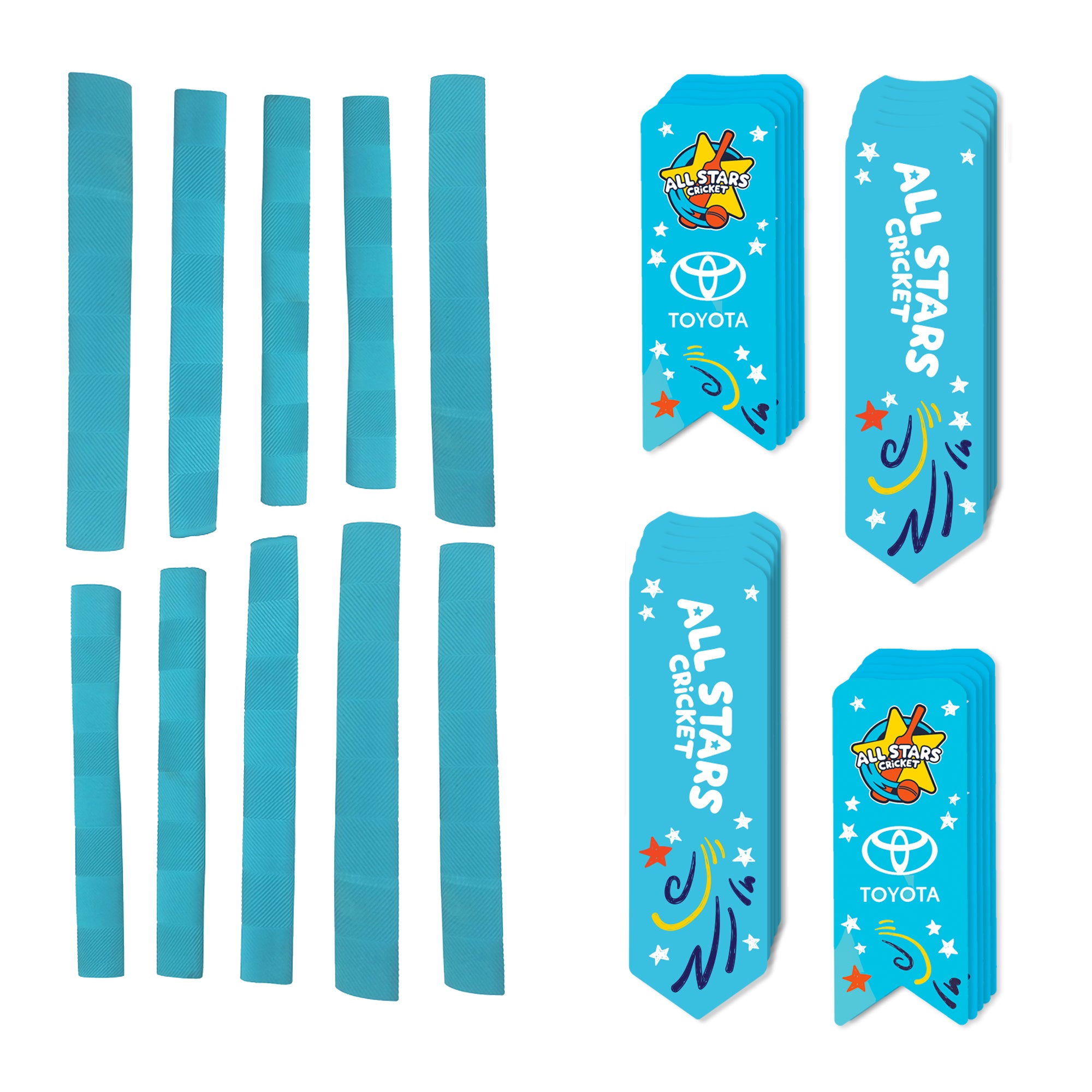 All Stars Cricket Bat Grips and Replacement Stickers Set - Pack of 10